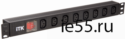 ITK PDU 8 розеток C13 с LED выкл,1U, шнур 2м вилка нем.ст